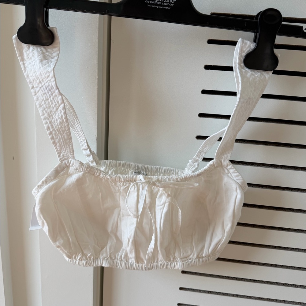 Sunday Best Martine Cropped Top XS NWT – White Tie Front Summer Tank (Aritzia)